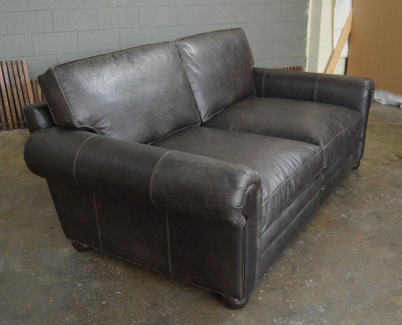 Langston Leather Sofa in Berkshire Anthracite leather