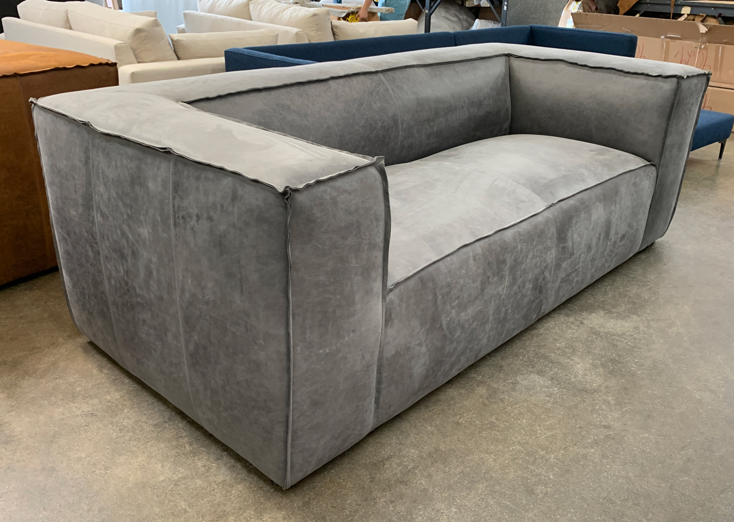 Bonham Sofa in Burnham Slate Nubuck Leather left front angle