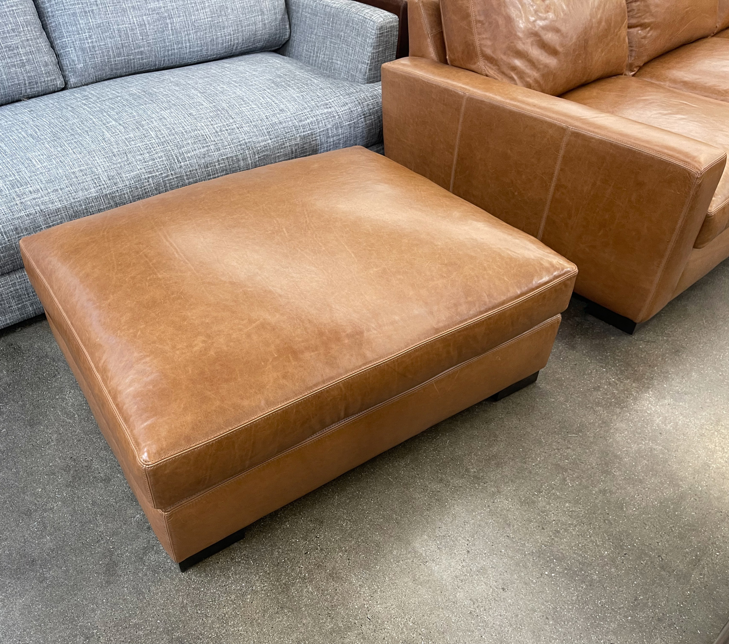 Braxton 44" x 36" Cocktail Ottoman in Mont Blanc Sycamore Leather