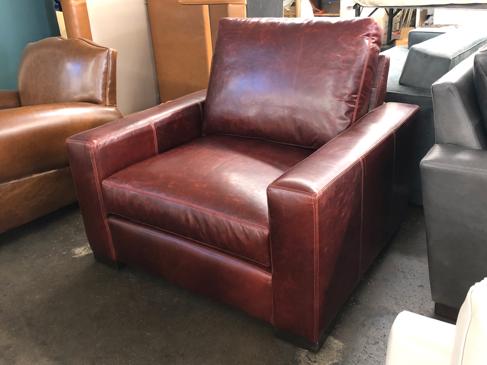 Braxton Leather Chair in Italian Brompton Walnut Leather - front angle