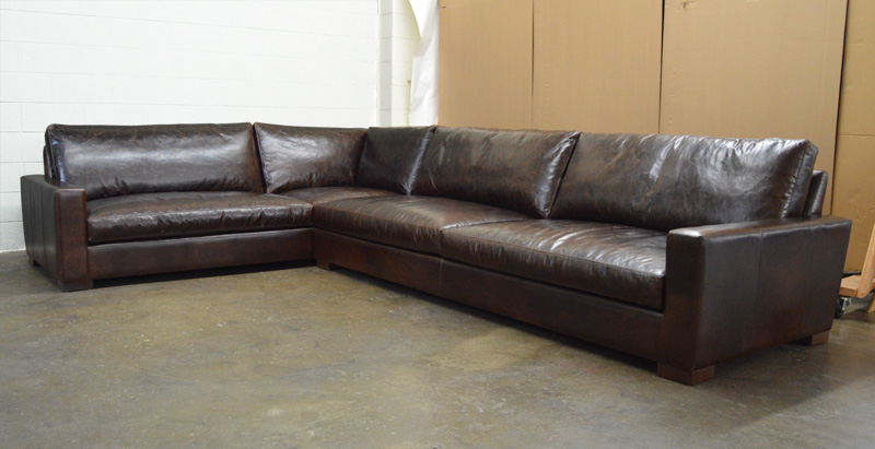 Center view of Custom Braxton L Sectional - 159 inch x 106 inch with Bench Seats in Italian Brompton Cocoa
