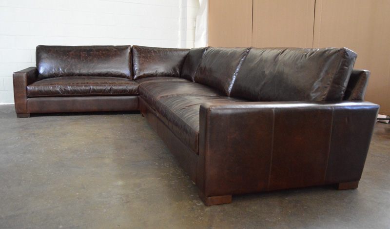 Right side view of Custom Braxton L Sectional - 159 inch x 106 inch with Bench Seats in Italian Brompton Cocoa