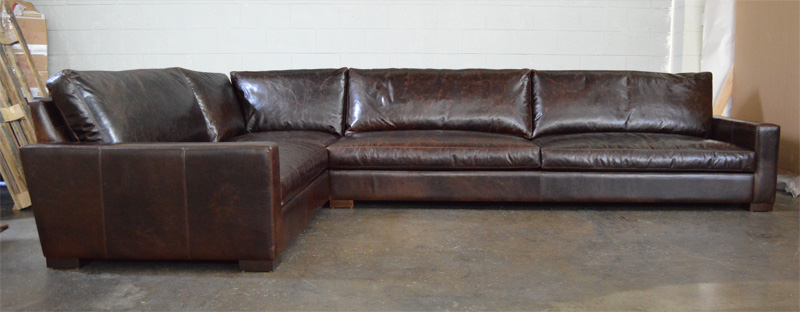 Left side view of Custom Braxton L Sectional - 159 inch x 106 inch with Bench Seats in Italian Brompton Cocoa