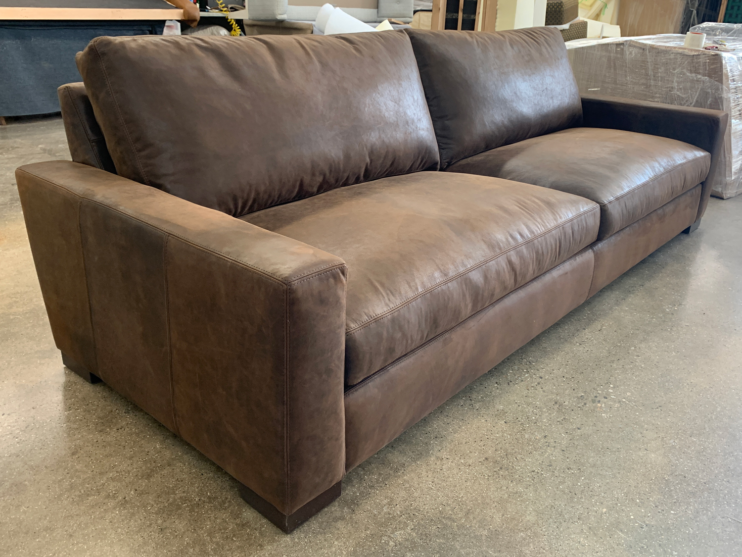 Braxton Sofa in Burnham Molasses Leather - 9ft - 43 inch depth - LAF front