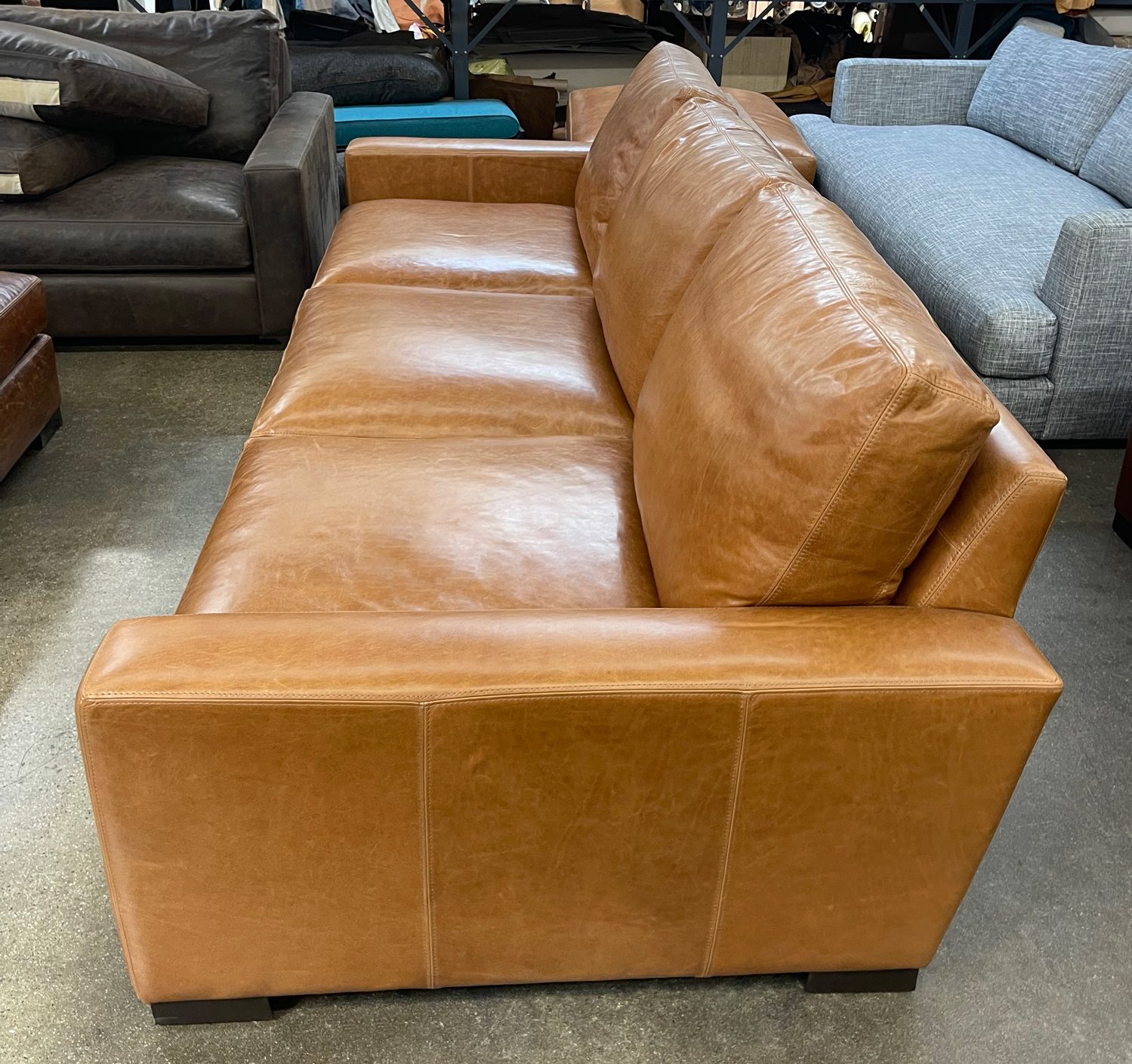Braxton 108" x 46" Sofa in Mont Blanc Sycamore Leather - side view