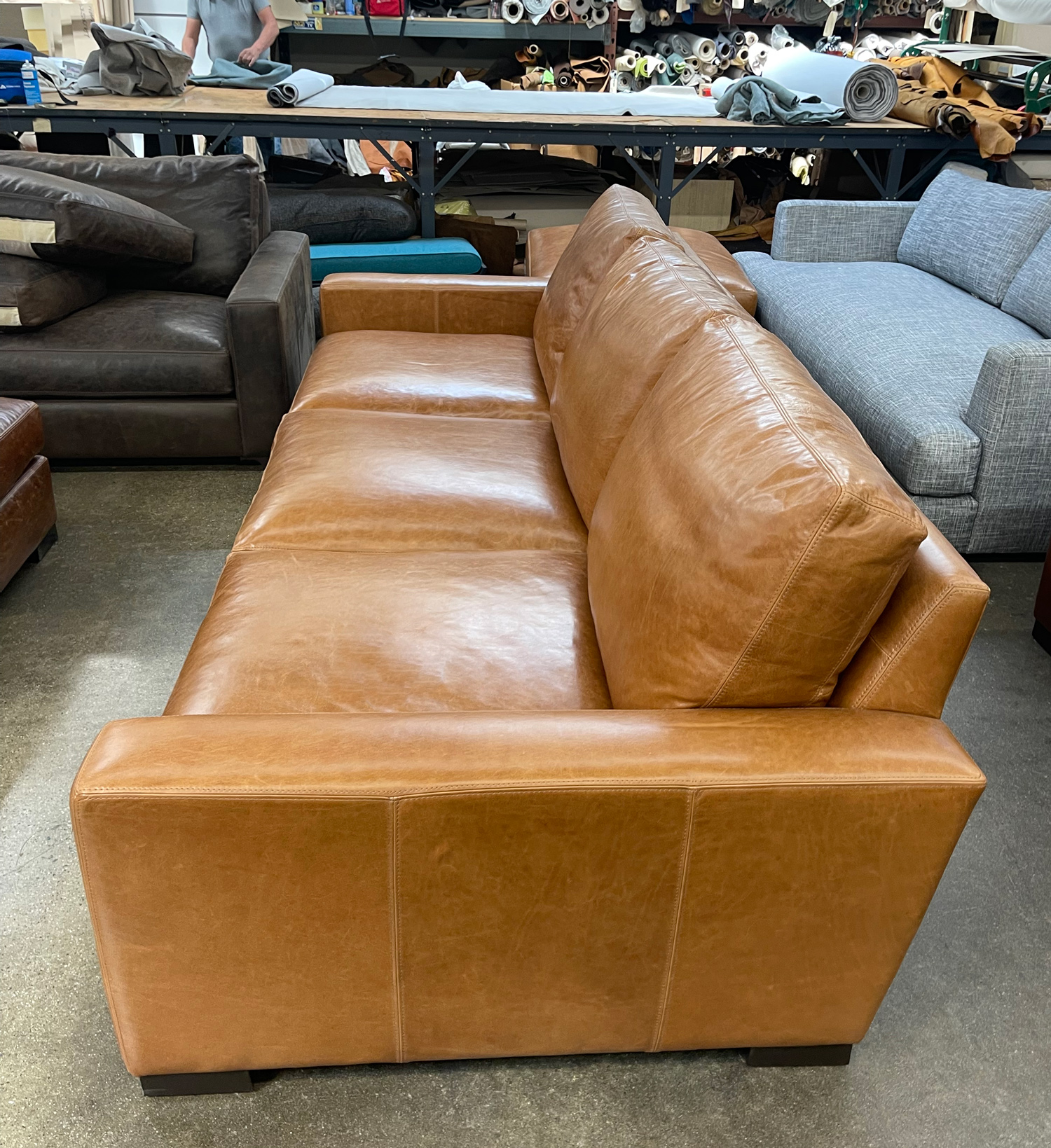 Braxton 108" x 46" Sofa in Mont Blanc Sycamore Leather - side view