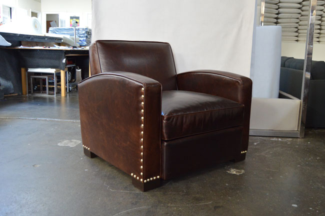 Front view of our Atlas Leather Library Chair in Italian Brompton Cocoa leather