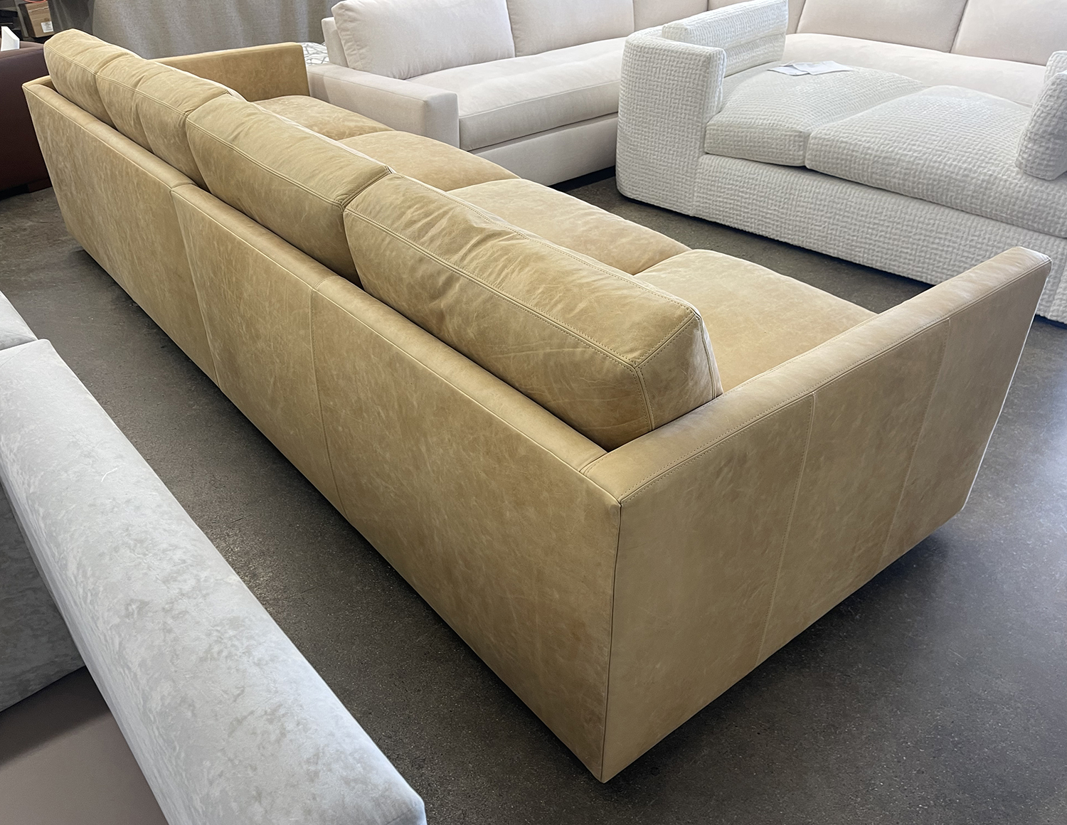 Dexter Grand Sofa in Burnham Sunflower Aniline Nubuck Leather - LAF rear angle