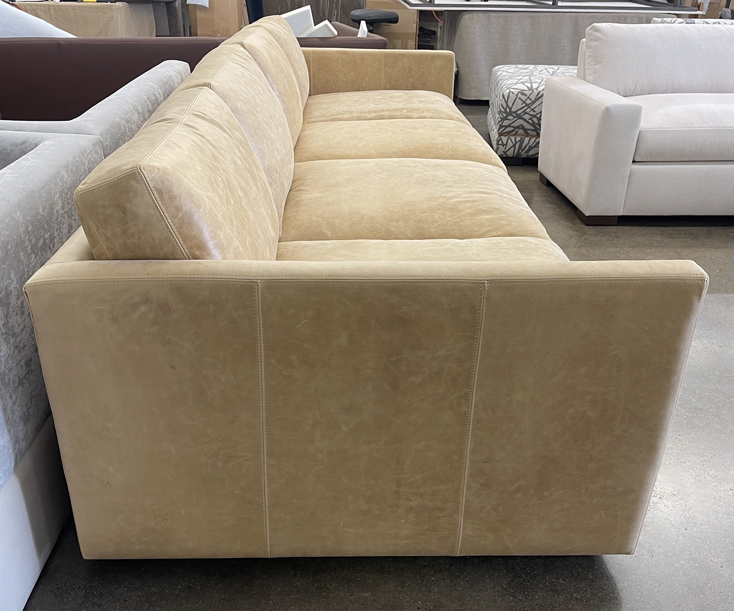 Dexter Grand Sofa in Burnham Sunflower Aniline Nubuck Leather - LAF side view