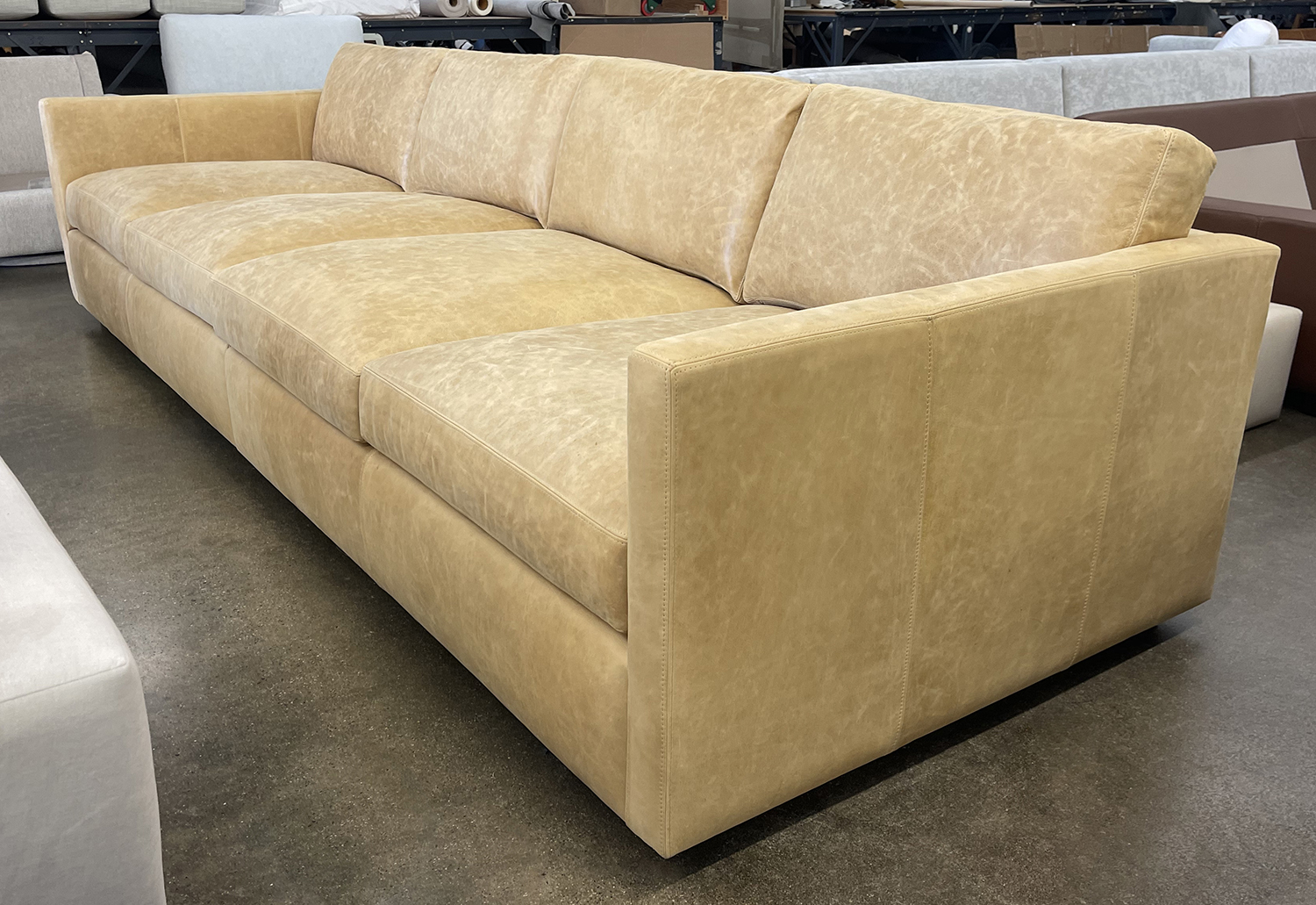 Dexter Grand Sofa in Burnham Sunflower Aniline Nubuck Leather - RAF front angle