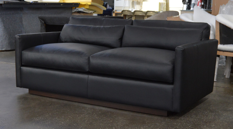 Dexter Leather Sofa in Jet Black Ink 72 inch front angle
