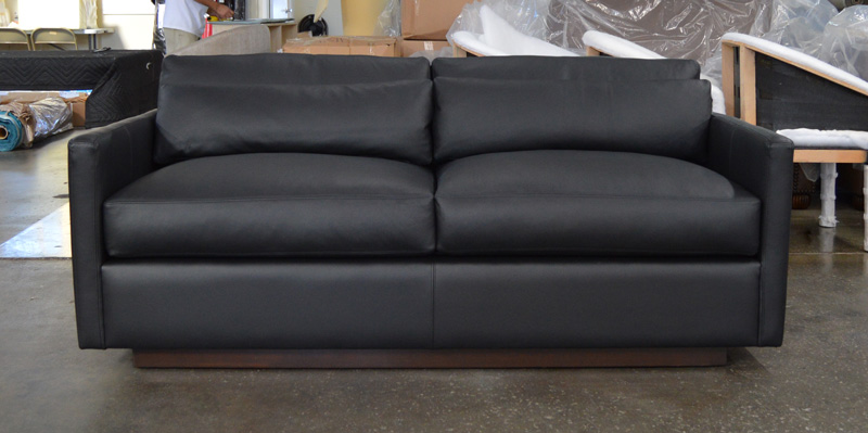 Dexter Leather Sofa in Jet Black Ink 72 inch front