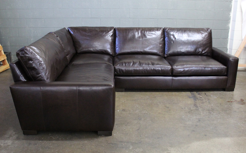 Braxton Mini L Sectional in Italian Glove Truffle Leather