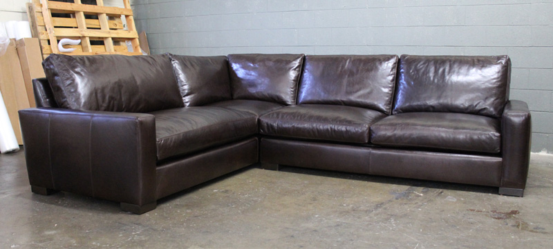 Braxton Mini L Sectional in Italian Glove Truffle Leather