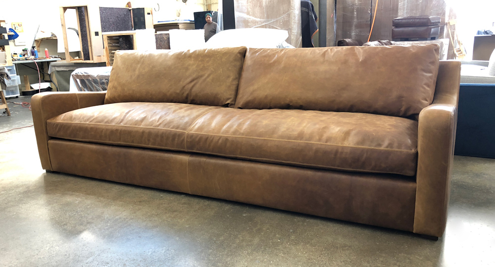 Julien Slope Arm Leather Sofa-120 inch x 42 inch-Italian Brentwood Tan-raf front