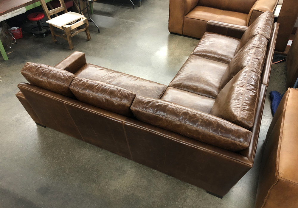 Braxton RAF L Sectional in Italian Brompton Classic Leather - 43 inch depth - Rear View