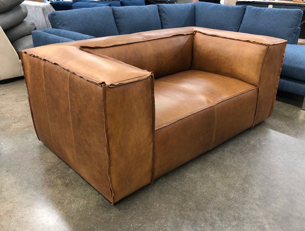 Bonham 6 ft. Leather Sofa in Italian Berkshire Chestnut - LAF Angle - 41 inch depth
