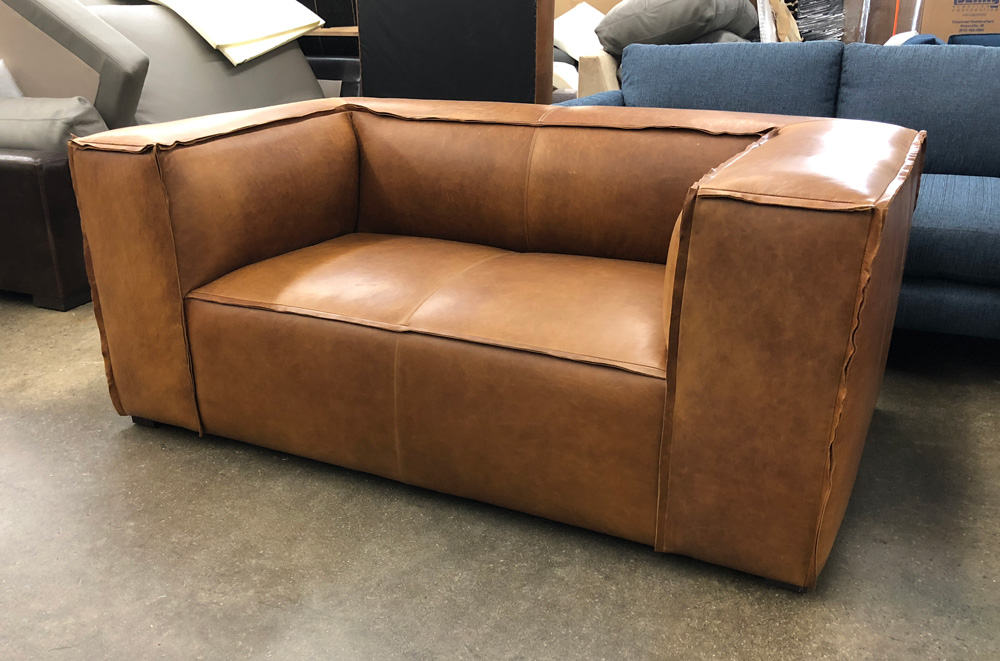 Bonham 6 ft. Leather Sofa in Italian Berkshire Chestnut - RAF Angle - 41 inch depth