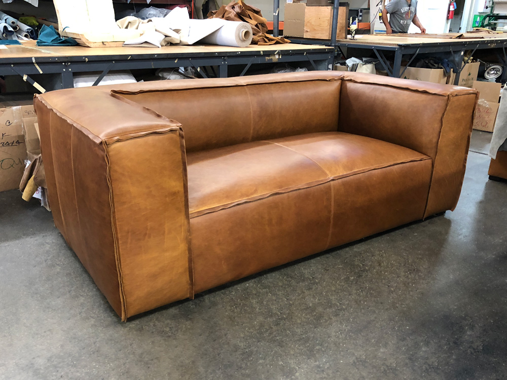 Bonham 7 ft. Leather Sofa in Italian Berkshire Chestnut - LAF Angle - 41 inch depth