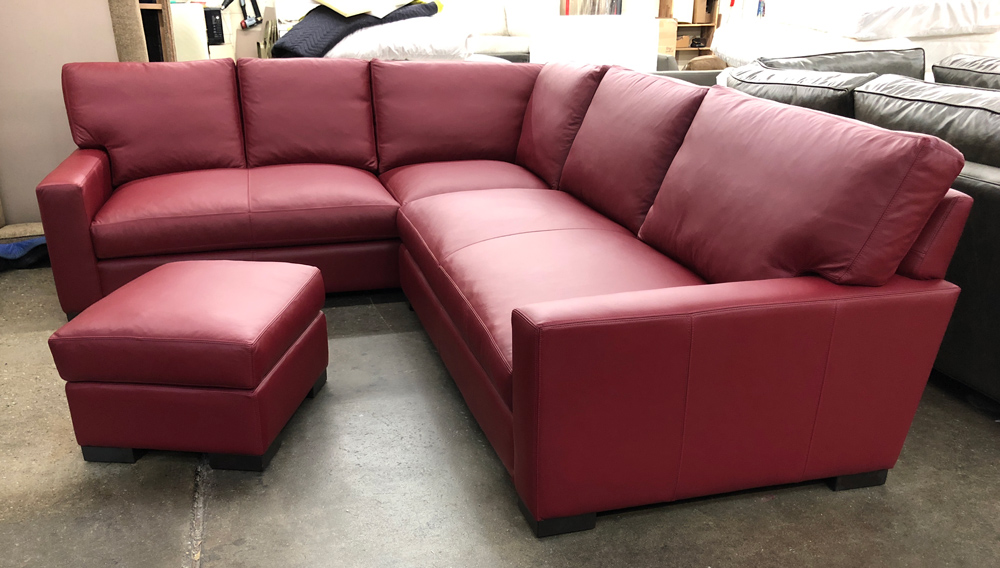 Braxton RAF Mini L Sectional in Italian Chianti Leather - 43 inch depth - Right Side View