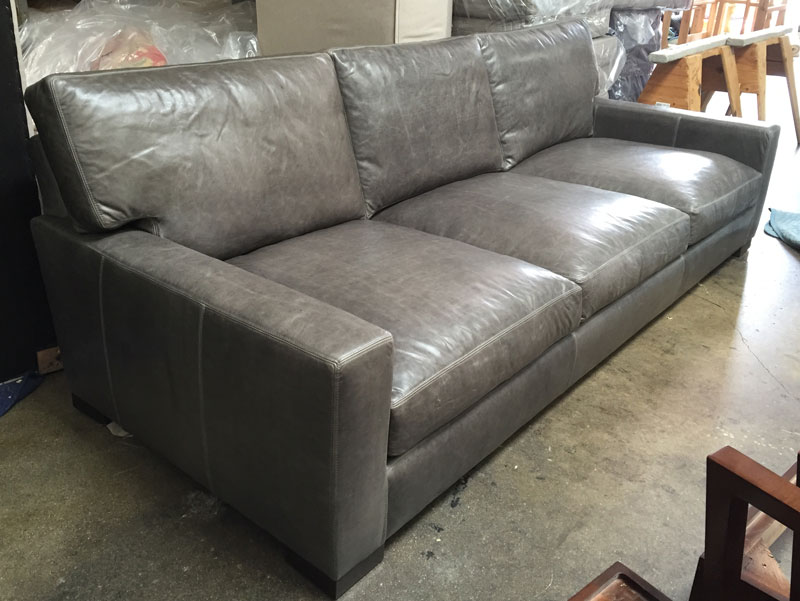 Braxton Leather Sofa in Italian Mont Blanc Wolf