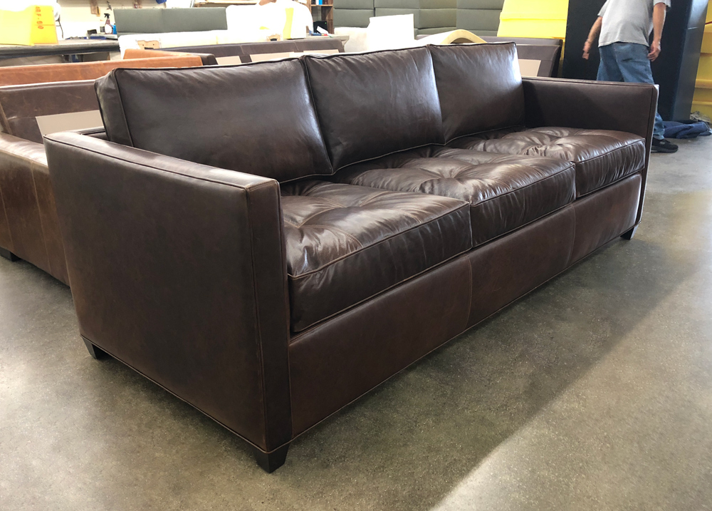 Arizona Leather Sofa in Italian Berkshire Cocoa Leather - laf front side view