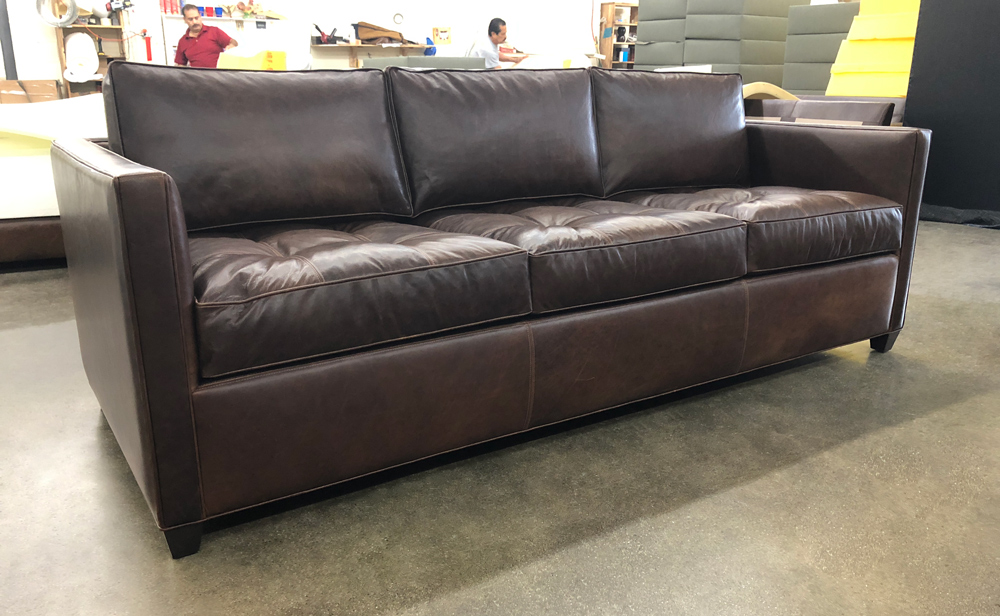 Arizona Leather Sofa in Italian Berkshire Cocoa Leather - laf front view