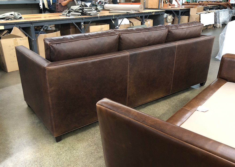 Arizona Leather Sofa in Italian Berkshire Cocoa Leather - rear view