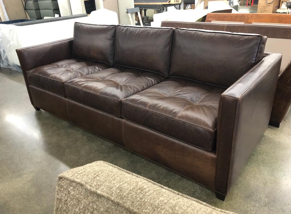 Arizona Leather Sofa in Italian Berkshire Cocoa Leather - raf front view