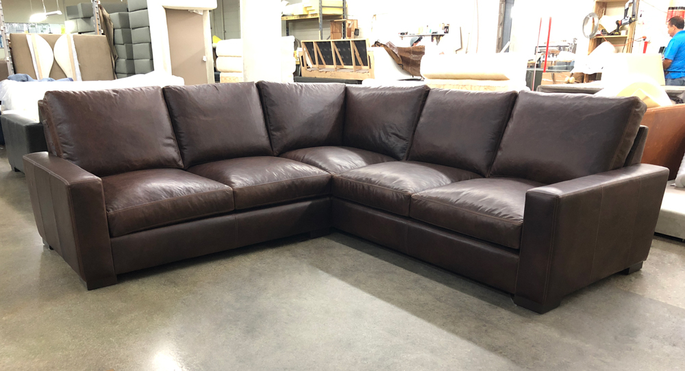 Braxton Corner Sectional Sofa in Italian Berkshire Cocoa Leather