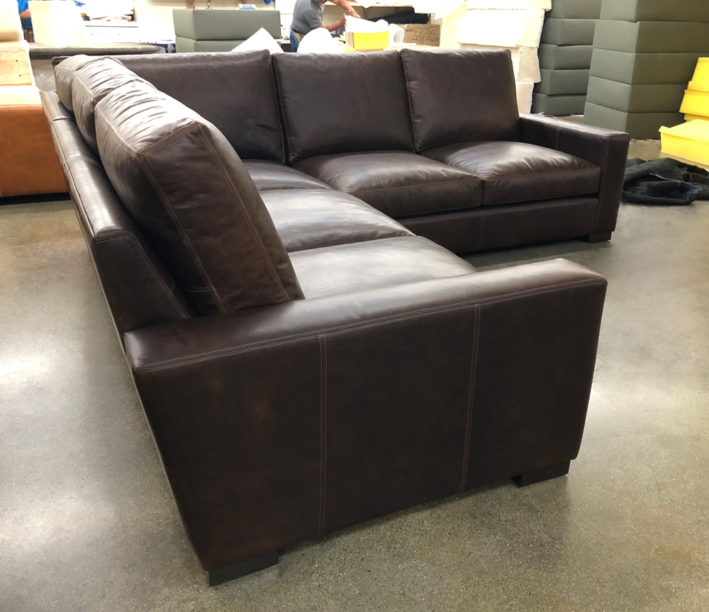 Braxton Corner Sectional Sofa in Italian Berkshire Cocoa Leather - LAF side view