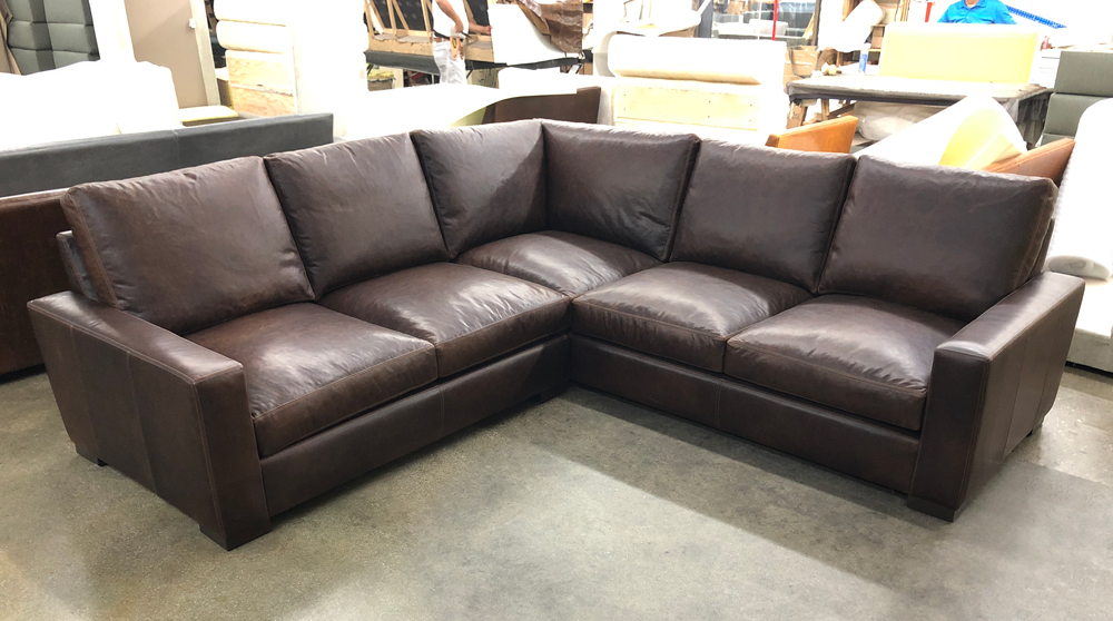 Braxton Corner Sectional Sofa in Italian Berkshire Cocoa Leather - center high view