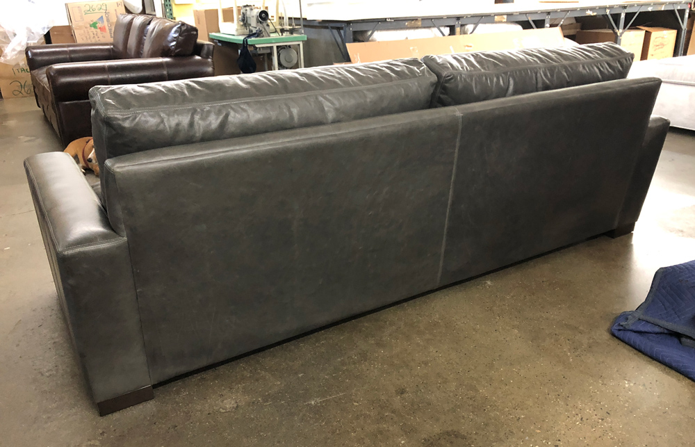 8ft Braxton Leather Sofa in Italian Berkshire Pewter Leather - 43 inch depth