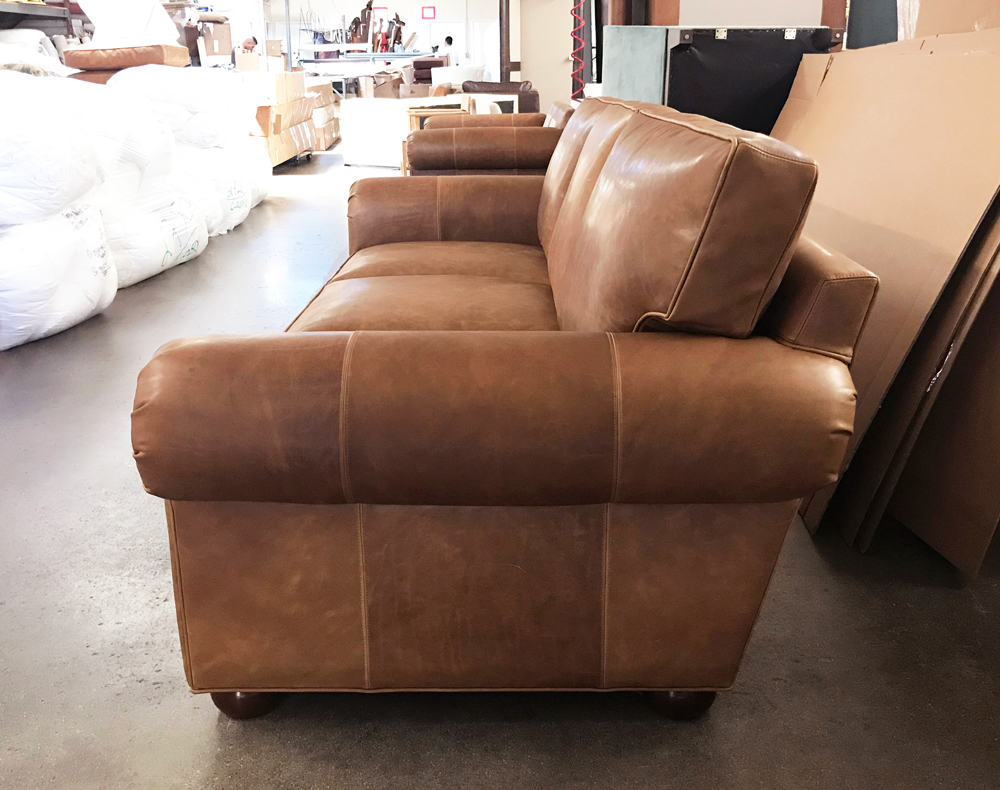 Langston Sofa in Italian Brentwood Tan Leather - RAF side view