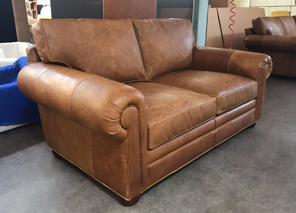 Langston Love Seat in Italian Brentwood Tan Leather