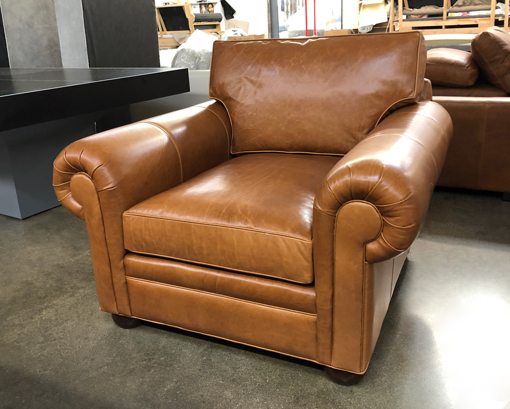 Langston Chair in Italian Mont Blanc Sycamore Leather - 48 inch depth