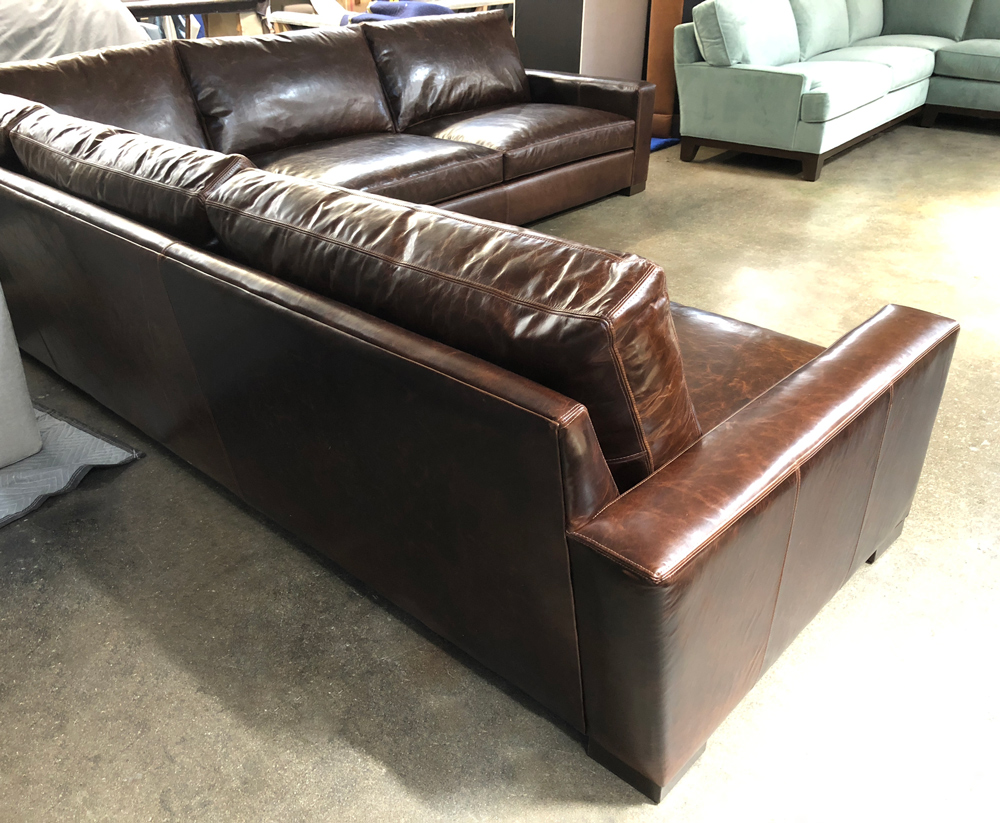 Braxton Grand Corner Sectional in Italian Brompton Cocoa Leather - Cushion Option 2 - LAF Rear View