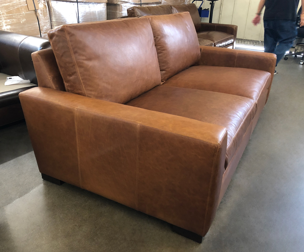 Braxton Twin Cushion Sofas in Berkshire Chestnut - 84"L x 46"D - LAF Side View