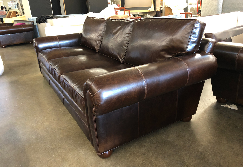 Pair of 9ft Langston Leather Sofas in Italian Brompton Cocoa Leather - 48 inch depth
