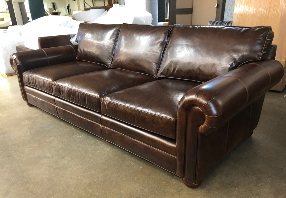 Pair of 9ft Langston Leather Sofas in Italian Brompton Cocoa Leather - 48 inch depth