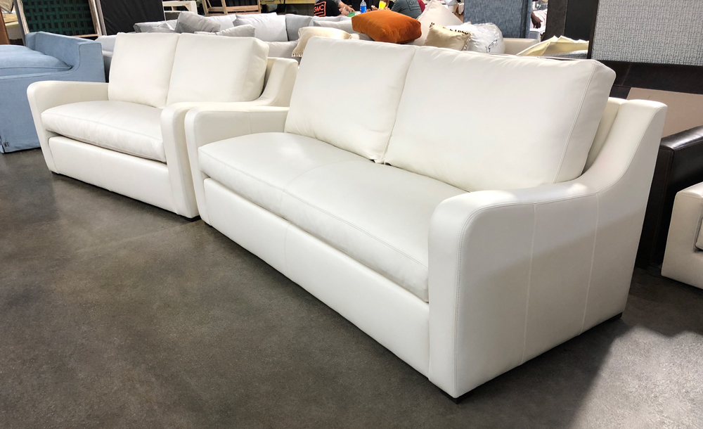 7ft Julien Slope Arm Sofa in Italian Jet Soul White Leather - RAF View