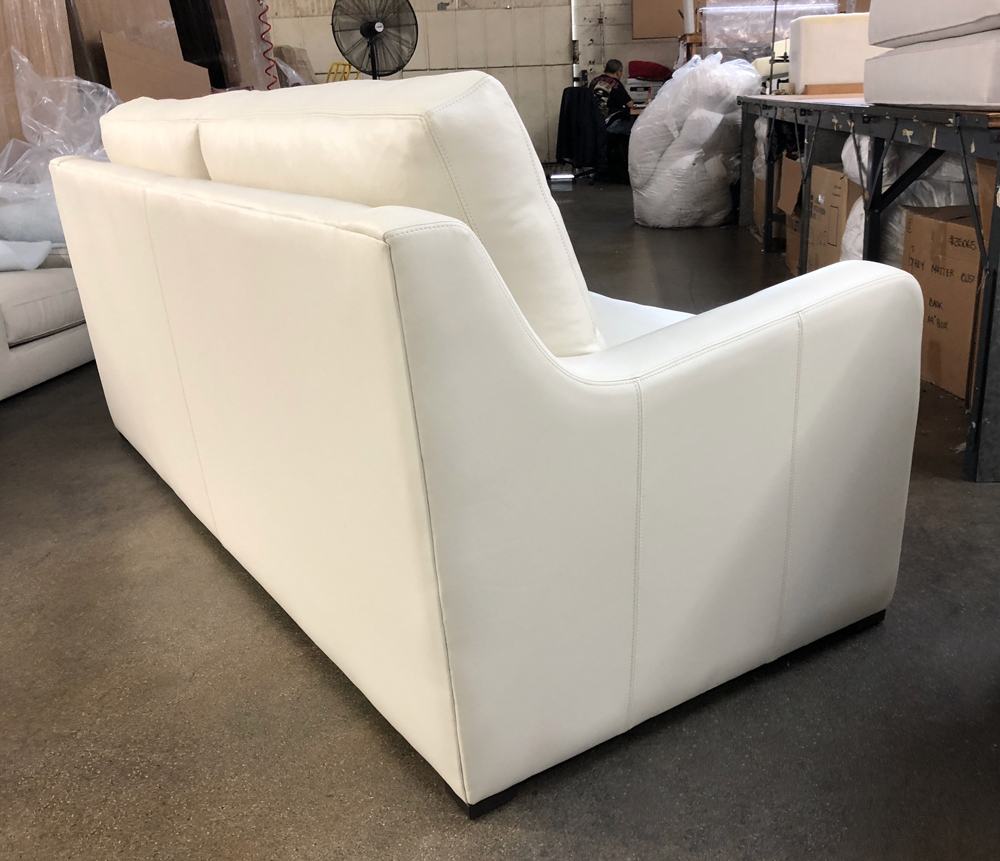 Julien Slope Arm Leather Sofa in Jet Soul White Leather - Rear side view