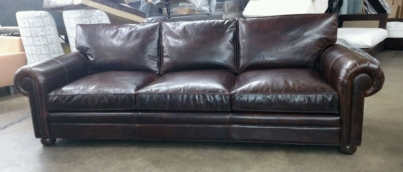 Langston 108 inch Leather Sofa in Italian Brompton Cocoa