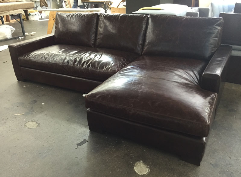 Braxton Leather Sofa Chaise Sectional - Brompton Cocoa