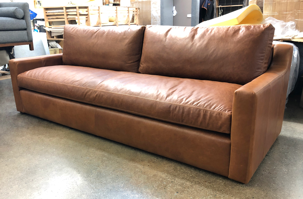 Julien Track Arm Sofa in Italian Berkshire Chestnut Leather - 108"L x 42"D