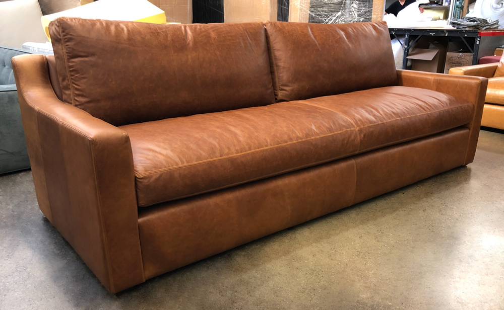 Julien Track Arm Sofa in Italian Berkshire Chestnut Leather - 108"L x 42"D