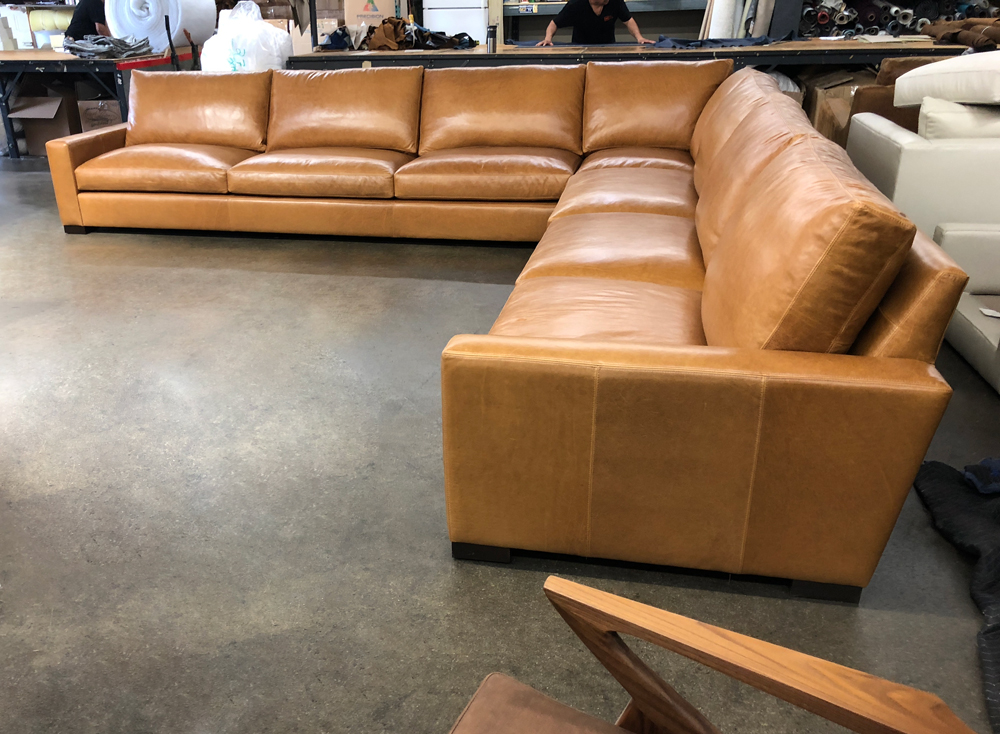 Grand Corner Sectional In Italian Glove, Extra Long Leather Sectional Sofa