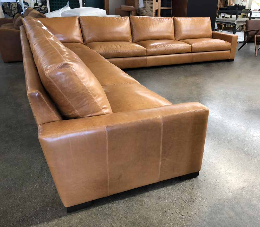 Braxton Extra Grand Corner Sectional in Italian Mont Blanc Sycamore Leather - LAF view