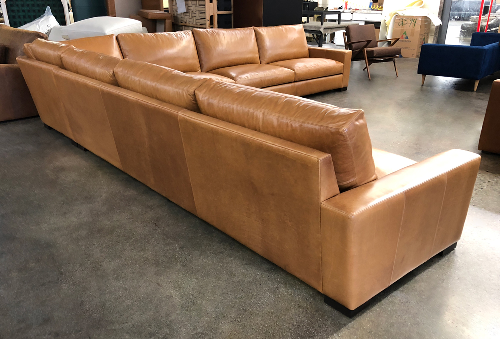 Braxton Extra Grand Corner Sectional in Italian Mont Blanc Sycamore Leather - LAF rear side view