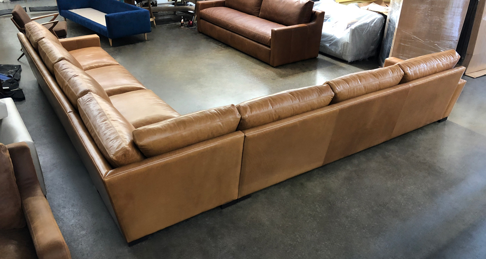 Grand Corner Sectional In Italian Glove, Extra Long Leather Sectional